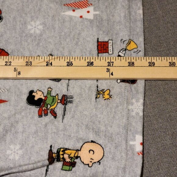 Peanuts Christmas Pajama Set Womens Large Gray Snoopy Charlie Brown Flannel PJs - Picture 9 of 16